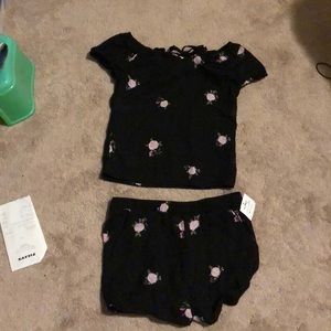 Off the shoulder top with short bottoms